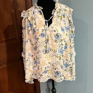 Sugarlips Blue and Cream Floral Blouse